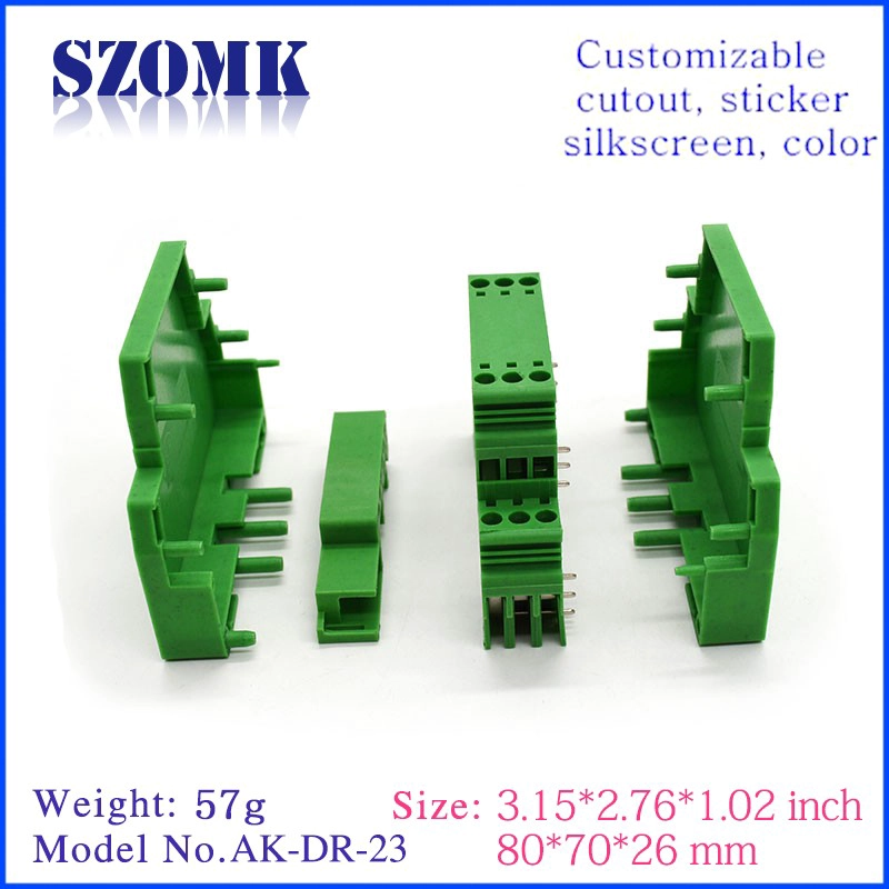 Nylon UL-94-V0 PA66 Cassette module combination housing Standard din rail type electrical Enclosure Industrial control box din rail junction box AK-DR-23/ 80*70*26mm