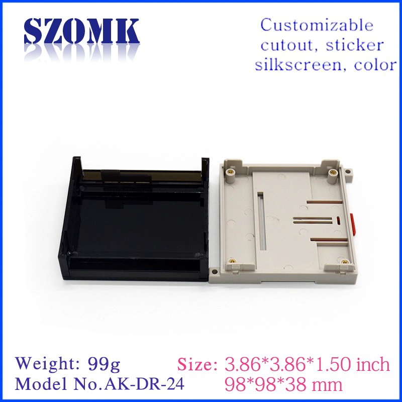 ABS Plastic Material Din Rail Enclosure/ AK-DR-24/ 98*98*38mm
