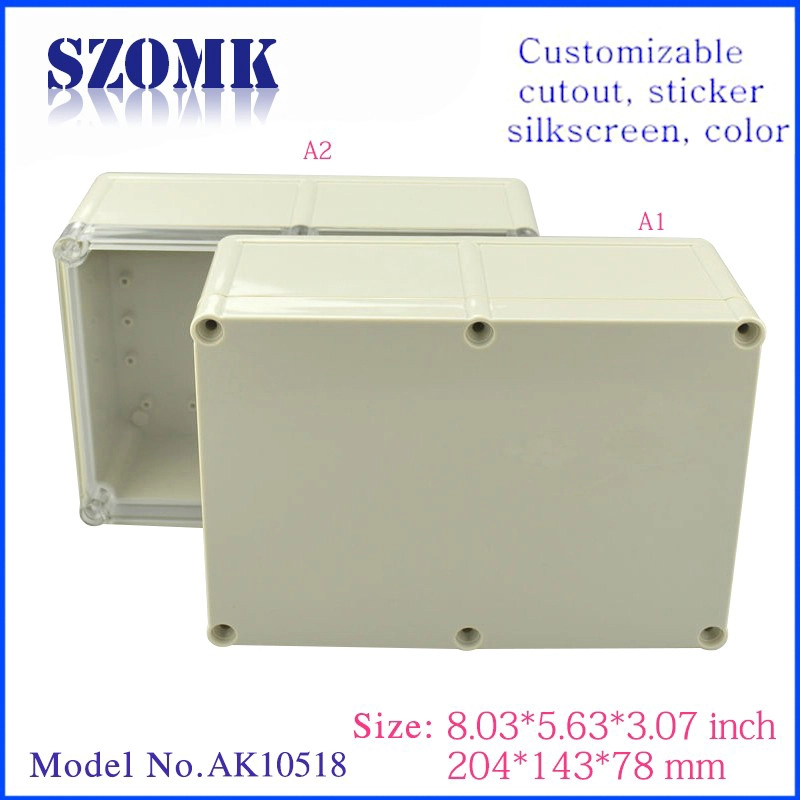 ABS-Material IP68 wasserdichte Kunststoff-Anschlussdose mit transparentem Deckel AK10518-A2 204 * 143 * 78mm
