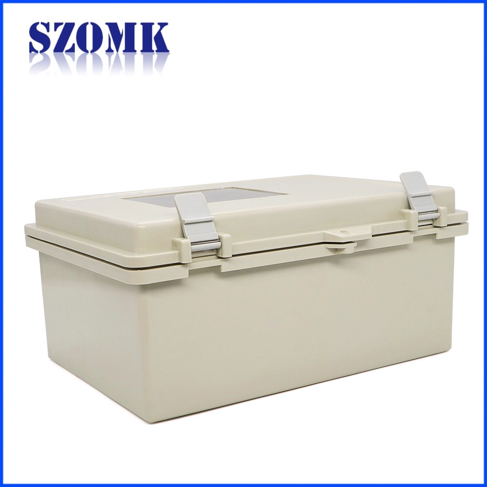AK-B-F53 IP65 outdoor electrical box waterproof abs pastic hinge cover 340X240X155mm with display window enclosure supply