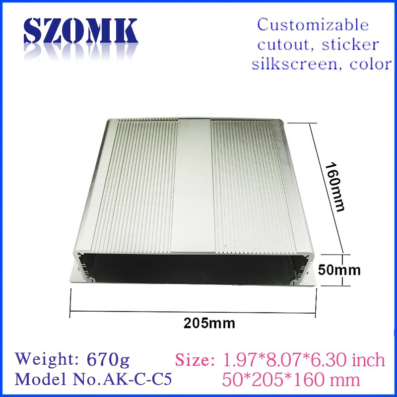 C5 Alloggiamento in alluminio per alimentatore in alluminio 50 * 250 * 160mm di elettronica di estrusione