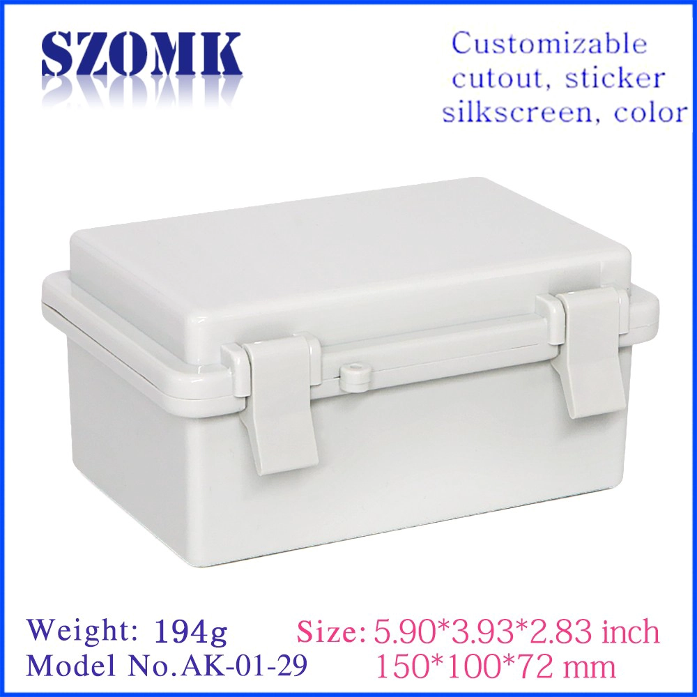 China ABS plastic 150X100X72mm IP65 hinge cover waterproof box manufacture/AK-01-29