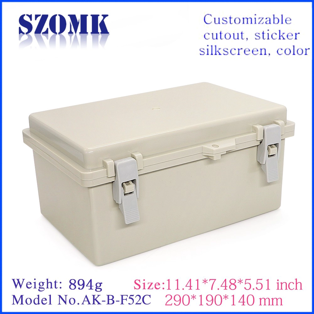 China abs plastic IP65 waterproof hinge cover type 290X190X140mm project box supply/AK-B-F52C