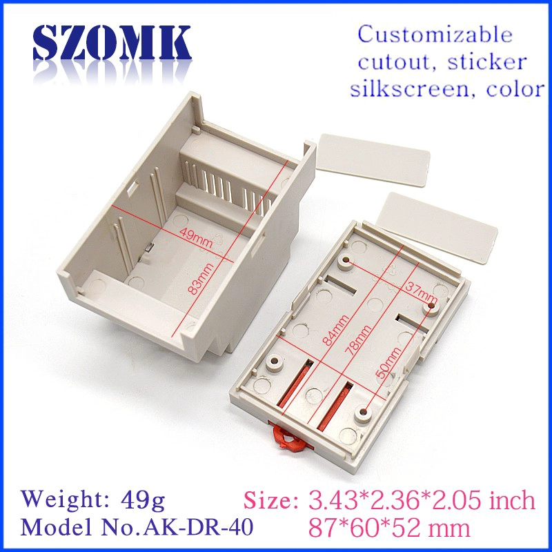 China hot sale abs plastic din rail junction enclosure supply AK-DR-40 87*60*52mm