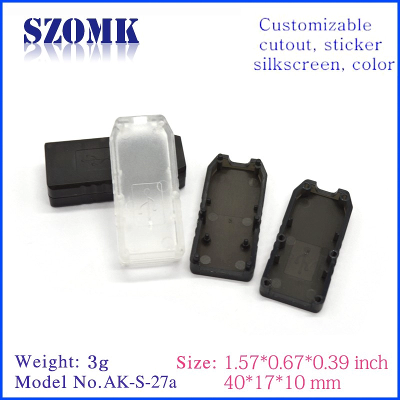 China hot sale small plastic electronics usb enclosure junction boxes AK-S-27a 40x17x10mm