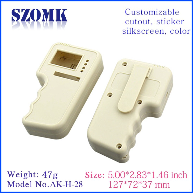 カスタムABSプラスチックエンクロージャポータブルハンドヘルドケーシングボックスAK-H-28 // 127 * 72 * 37mm