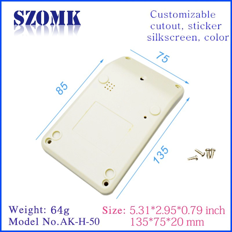Custom ABS Plastic Enclosure Portable Handheld Casing Box AK-H-50/135*75*20 mm