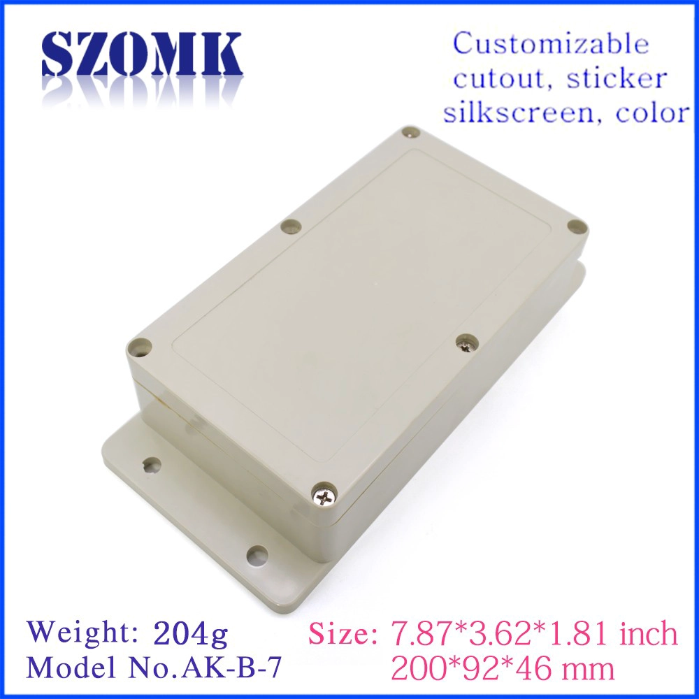 Custom IP65 waterproof enclosure ABS plastic box electronic housing case for PCB AK-B-7 200*92*46mm