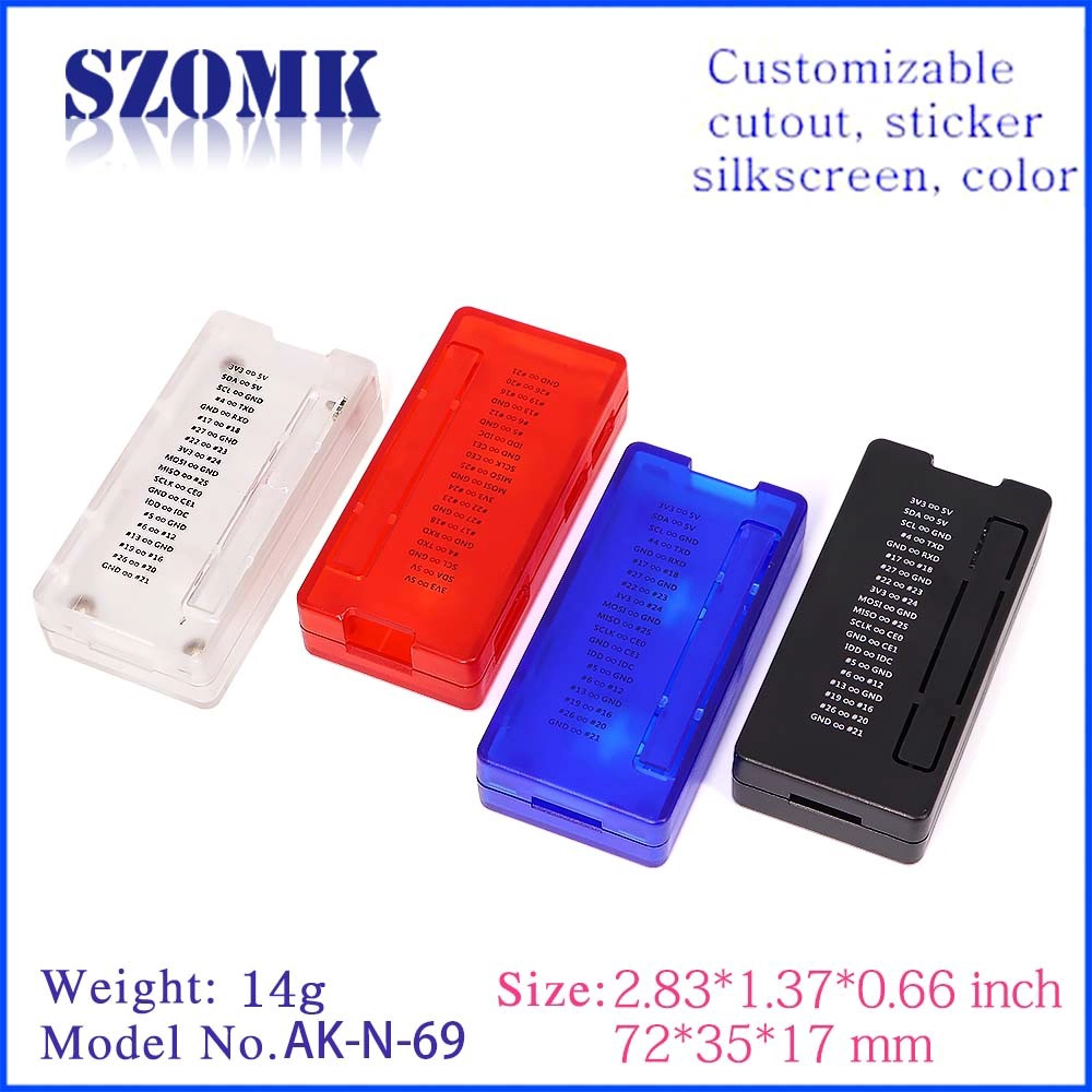 Kundenspezifisches Kunststoffgehäuse Kunststoff-Elektrokasten für PCB-Gehäuse szomk AK-N-69 72 X 35 X 17 mm
