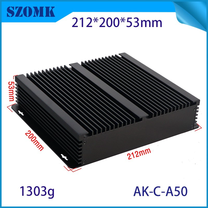 China Custom length Anodizing Black color Extrusion Aluminum enclosures Custom Aluminum electronic case 53*212*200mm manufacturer