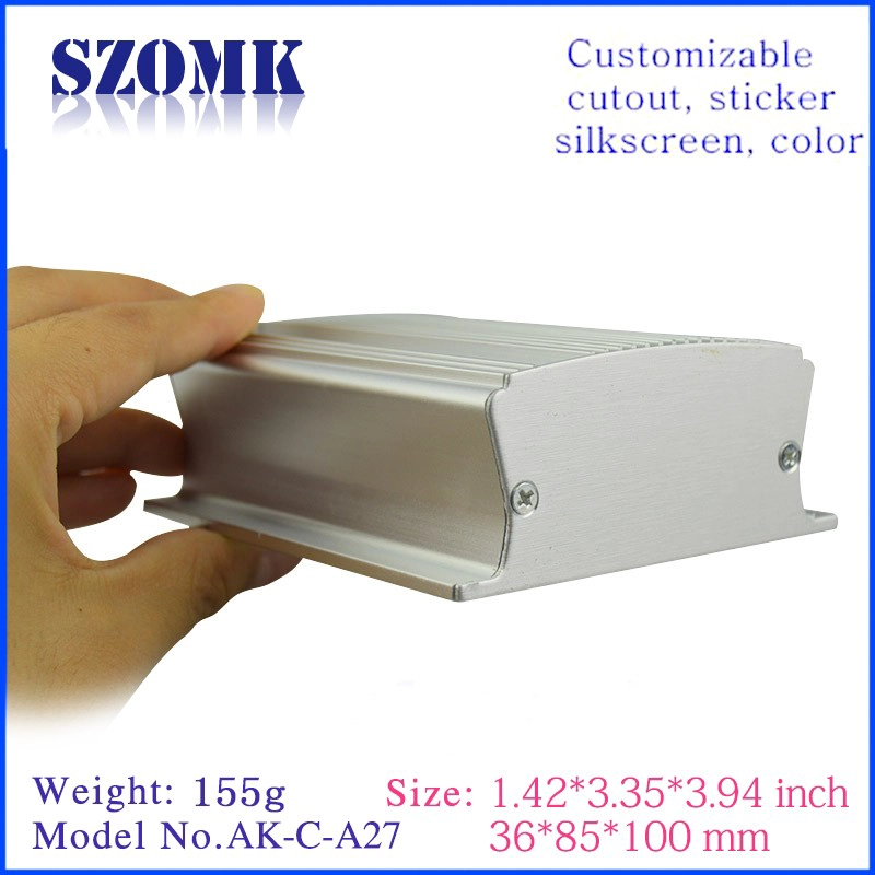 定制电源外壳电气外壳铝金属GPS接线盒适用于PCB AK-C-A27 36 * 85 * 100mm