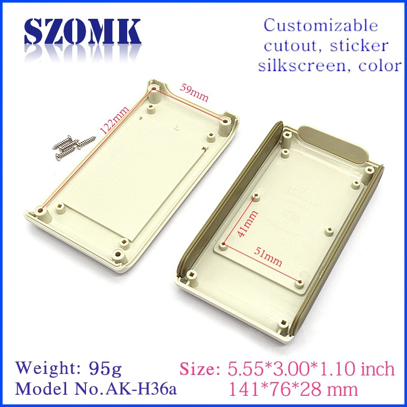 カスタマイズABSプラスチック防水電気ハンドヘルド電子エンクロージャAK-H-36a 141 * 76 * 28mm