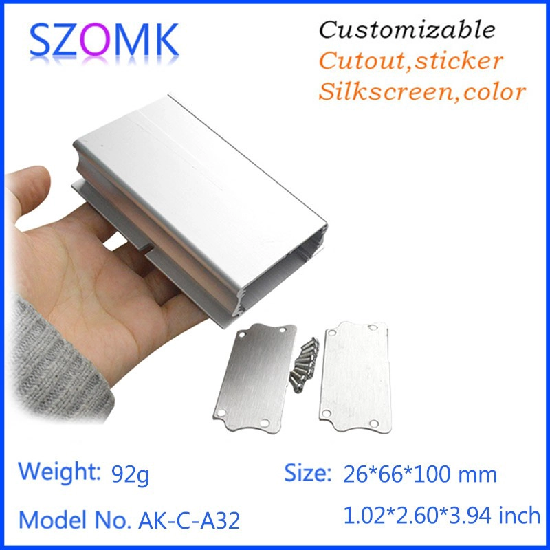 Customized extruded aluminum junction box metal PCB enclosure for electronic detector AK-C-A32 26 X 66 X 100 mm