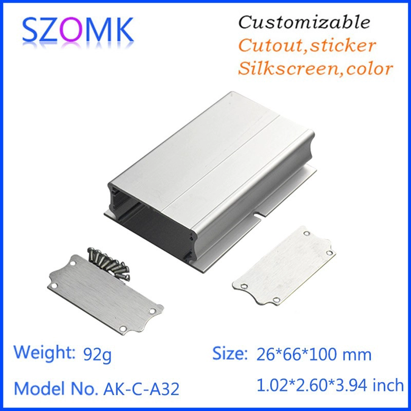 Customized extruded aluminum junction box metal PCB enclosure for electronic detector AK-C-A32 26 X 66 X 100 mm