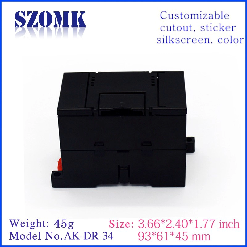 Dinrail plastic enclosure for electronic project plastic electronic enclosure for terminal connector with 93*61*45mm AK-DR-34