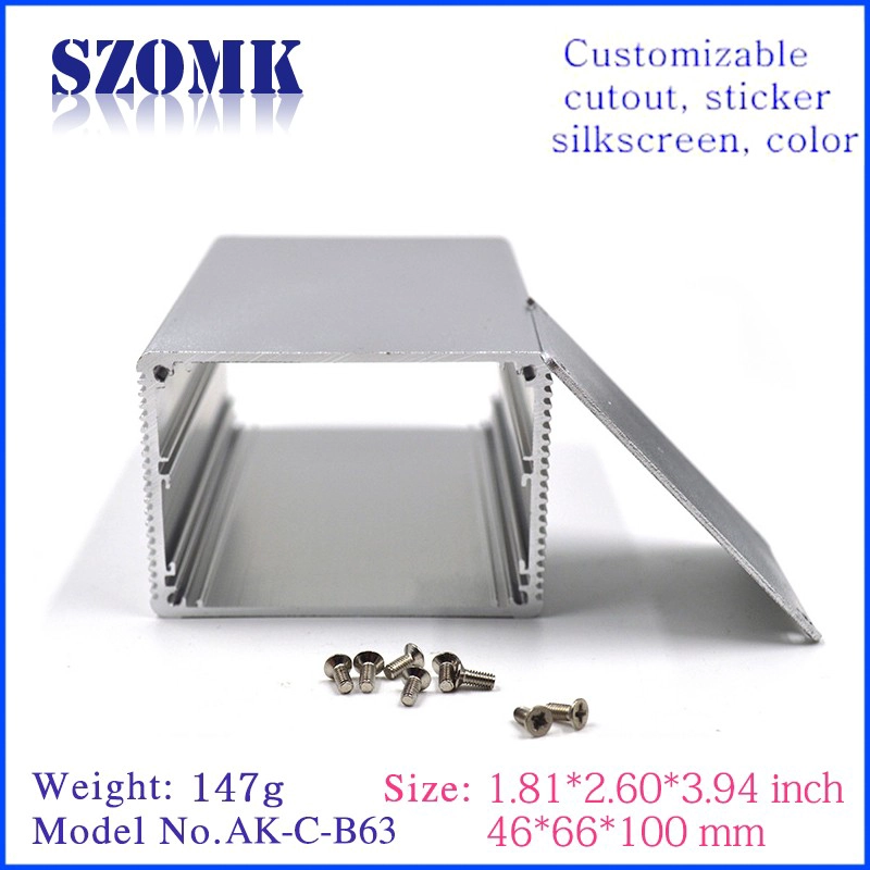 Shenzhen hot sale 44X66X100mm diy electronic integrated aluminum project enclosure supply/AK-C-B63