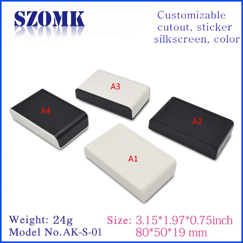 Dustproof small ABS Plastic Standard Enclosure SZOMK electronic junction box AK-S-01 80x50x19mm