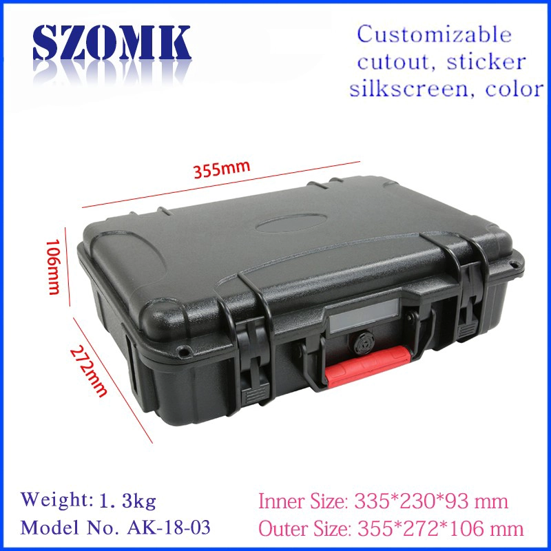 Cassetta portautensili su misura meccanica impermeabile IP67 di alta qualità in plastica dura impermeabile IP67 AK-18-03 355 * 272 * 106mm