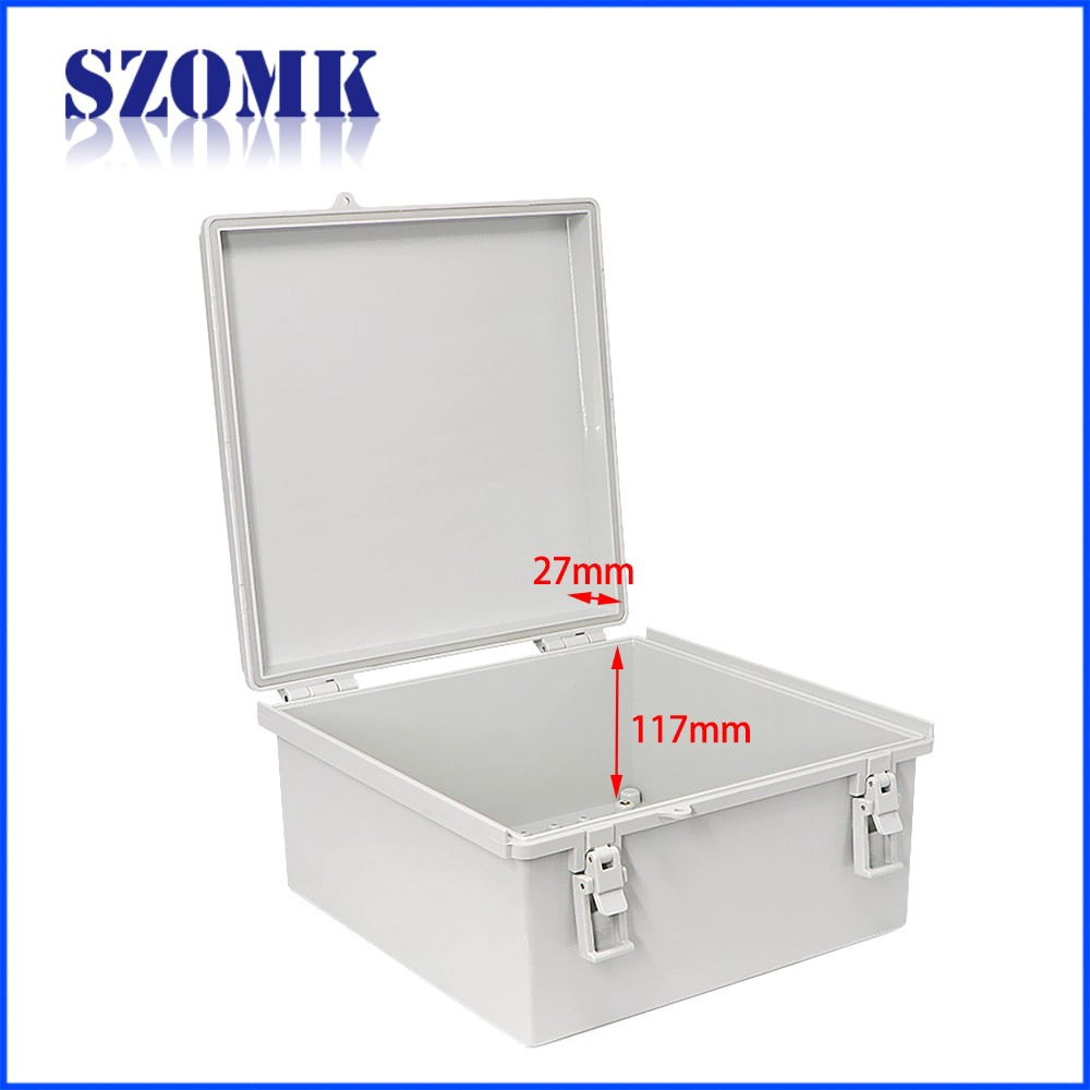 IP65 hinged plastic waterproof electronics enclosure junction box szomk waterproof electrical cabinet 285*285*155mm AK-01-47