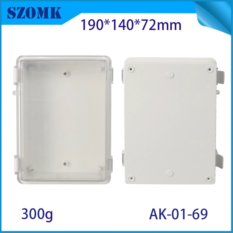 IP66 AK-01-69 190*140*72 mm ABS Kunststoff Stromversorgungssicherheit Überwachung Wasserdichte Box Elektronische Instrumentengehäuse Außenscharnier Flip Cover Regenfischauslassbox