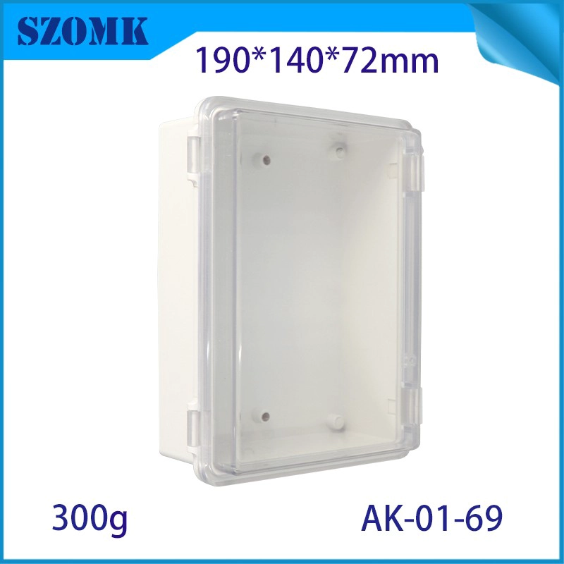 IP66 AK-01-69 190*140*72 mm ABS Kunststoff Stromversorgungssicherheit Überwachung Wasserdichte Box Elektronische Instrumentengehäuse Außenscharnier Flip Cover Regenfischauslassbox