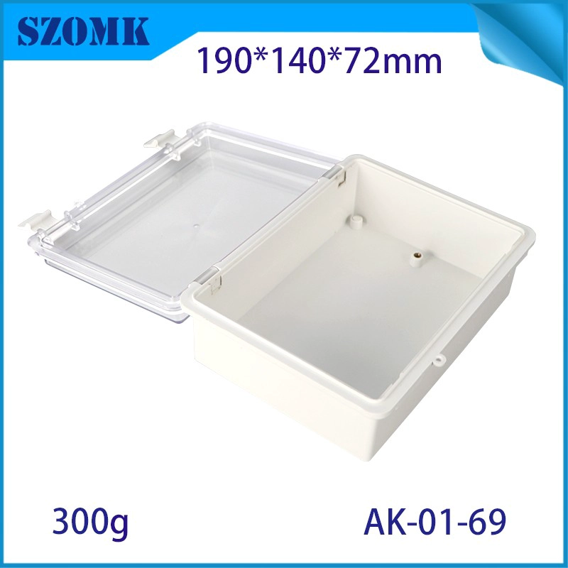 IP66 AK-01-69 190*140*72 mm ABS Kunststoff Stromversorgungssicherheit Überwachung Wasserdichte Box Elektronische Instrumentengehäuse Außenscharnier Flip Cover Regenfischauslassbox