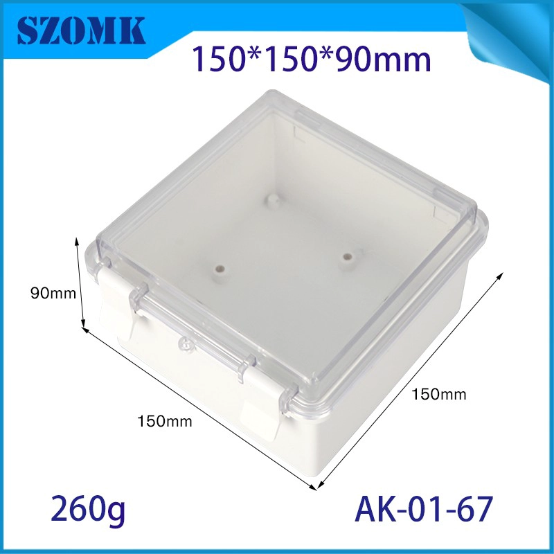 IP66 Пластиковая электрическая коробка Водонепроницаемое корпус приборов SZOMK Пластиковый корпус управление устройством 150*150*90 мм AK-01-67