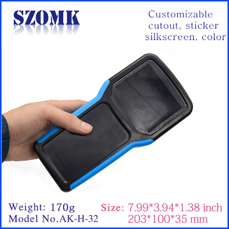 Neue schwarze Farbe, die LCD-Kasten Weiche mit Seiten versehene Handeinschließung graues AK-H-32 203 * 100 * 35mm steuert