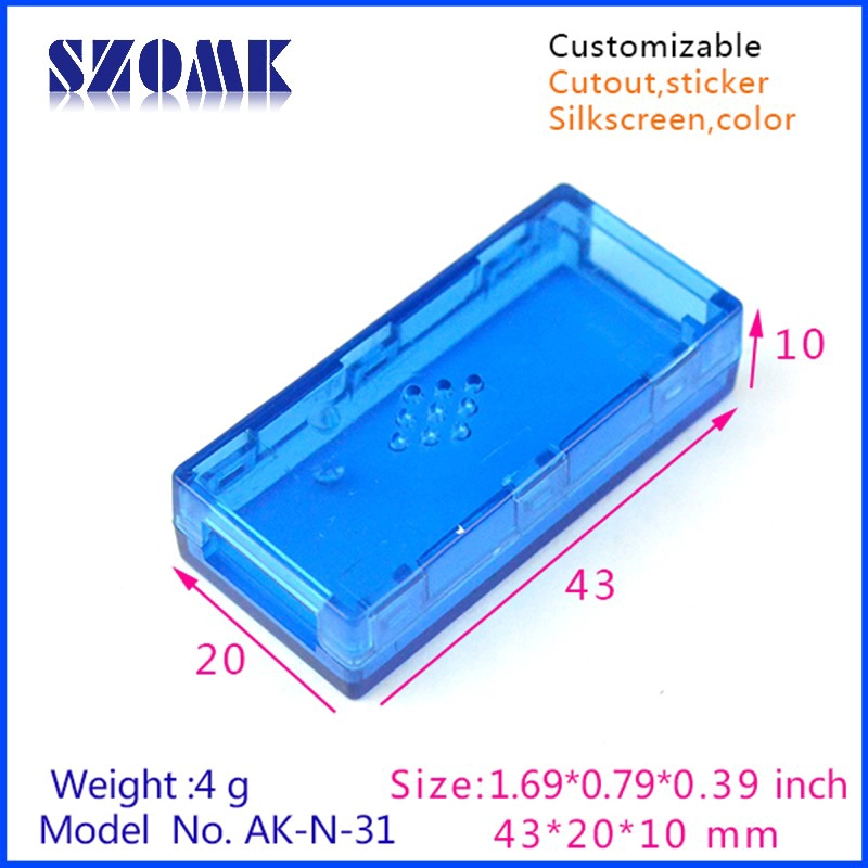 No-Standard Platic Instrument enclosure for PCB design ,AK-N-31,43x20x10mm