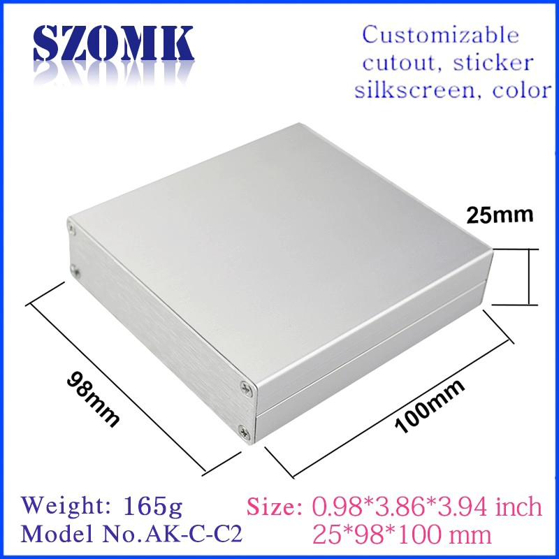 OEM Aluminum Extrusion Case Extruded junction box for PCB AK-C-C2 25*98*100mm