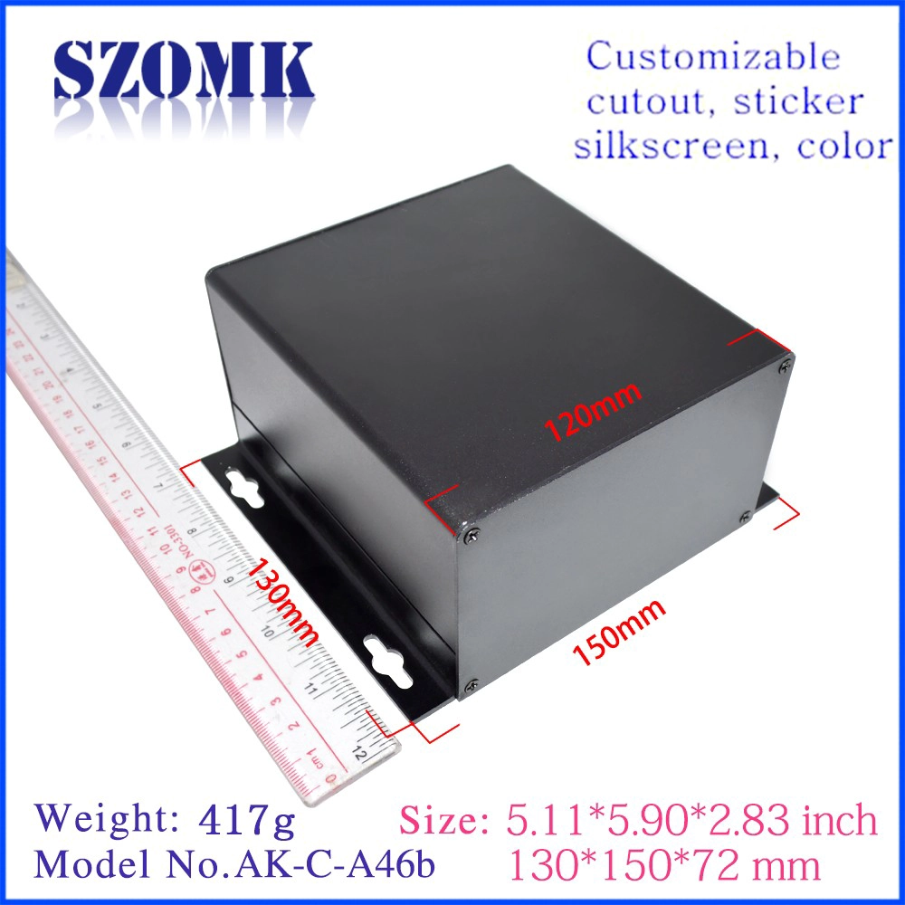 OEM Custom Aluminum Extrusion Enclosure Storage Box with Side Covers AK-C-A46b 130*150*72mm