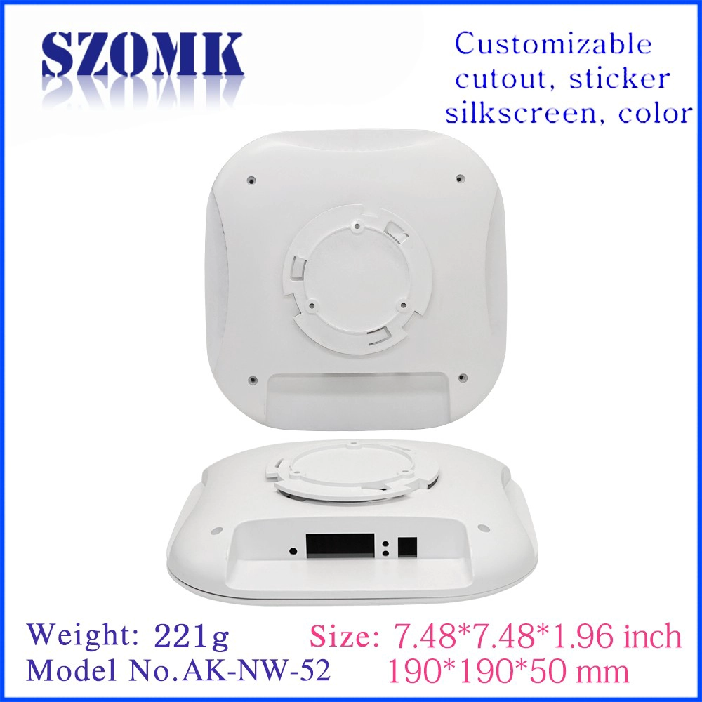 Recinzioni di plastica elettroniche rotonde WIFI bianche OEM per router wireless AK-NW-52 190 * 190 * 50mm