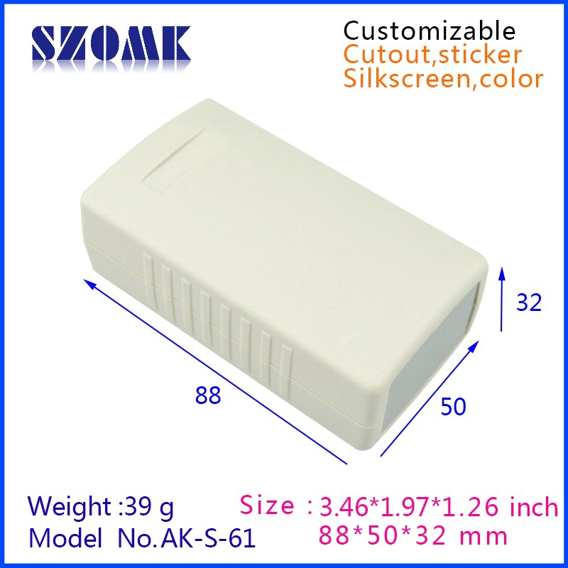 OEM عبس البلاستيك الضميمة مربع تقاطع الإلكترونية لمجلس الكلور AK-S-61 88 * 50 * 32mm