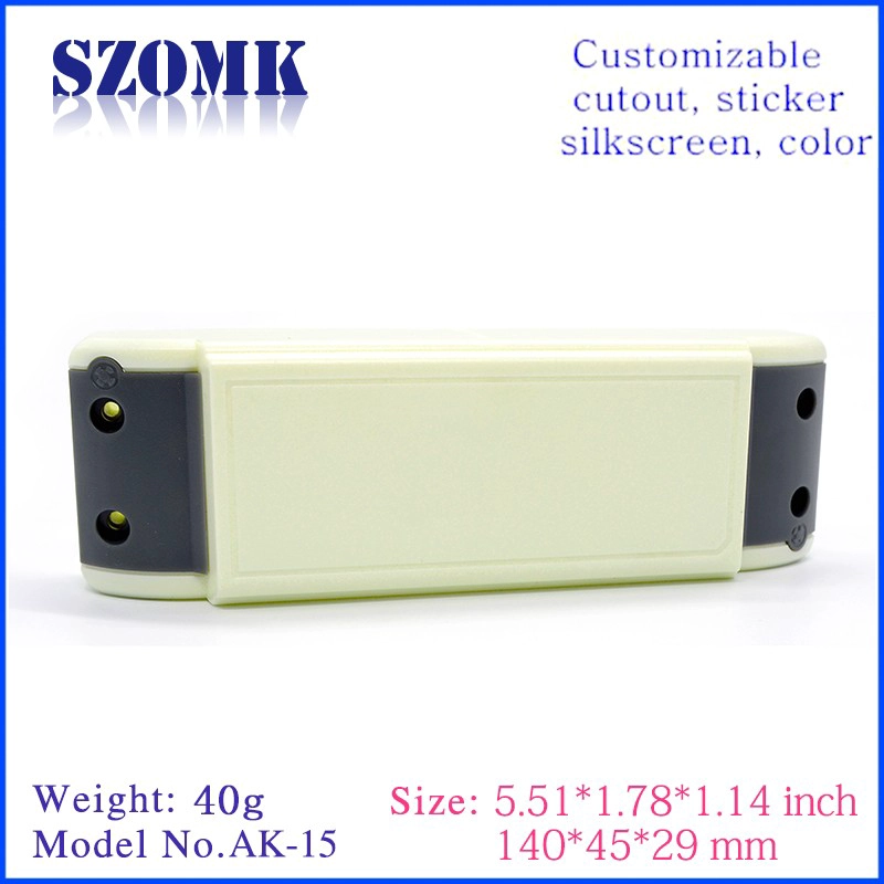 OEM 플라스틱 울안은 전자 공학 AK-15 140 * 45 * 29mm를위한 전력 공급 상자 PCB 홀더 상자를지도했습니다