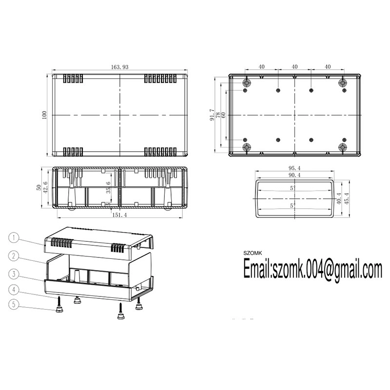 Plastic Abs Material Desktop Enclosure AK-D-03a ,160x100x51mm