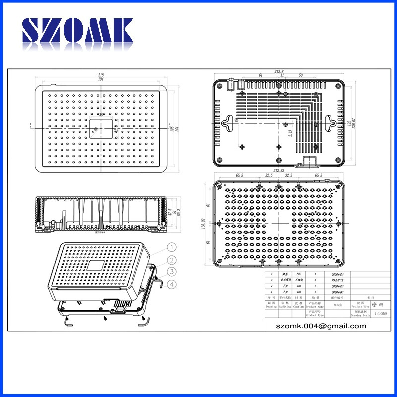 Plastic Abs Material Desktop Enclosure AK-D-15,218x144x59mm