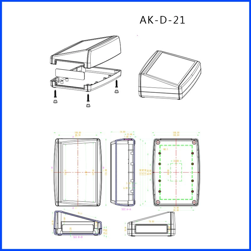 Plastique ABS Matériel de bureau boîtier AK-D-21,152x108x54 MM