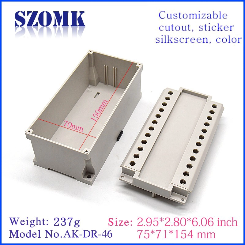 Plastic din rail enclosure electronic components instrument box for power supply AK-DR-46 75*51*154mm