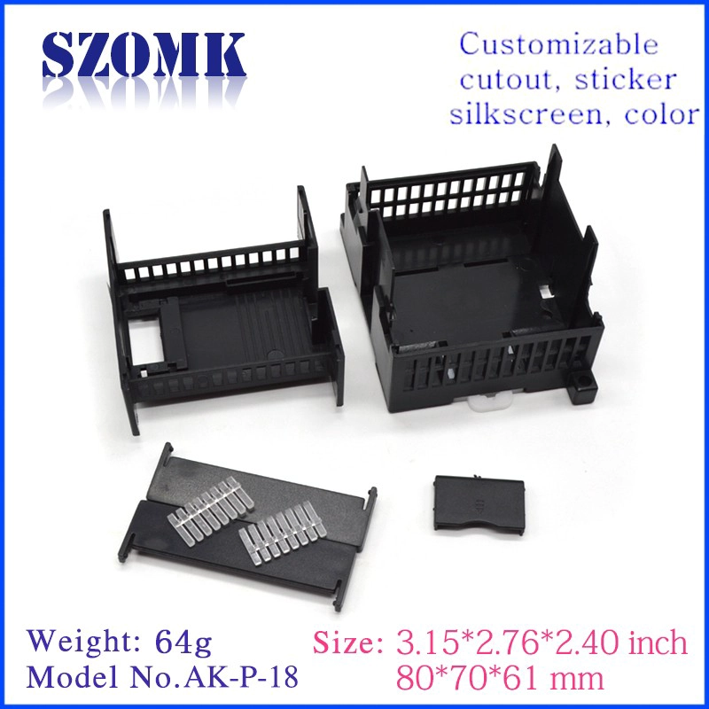 Custodia in plastica su guida din per scatole di controllo elettroniche per giunzioni per circuiti stampati AK-P-18 80 x 50 x 31 mm