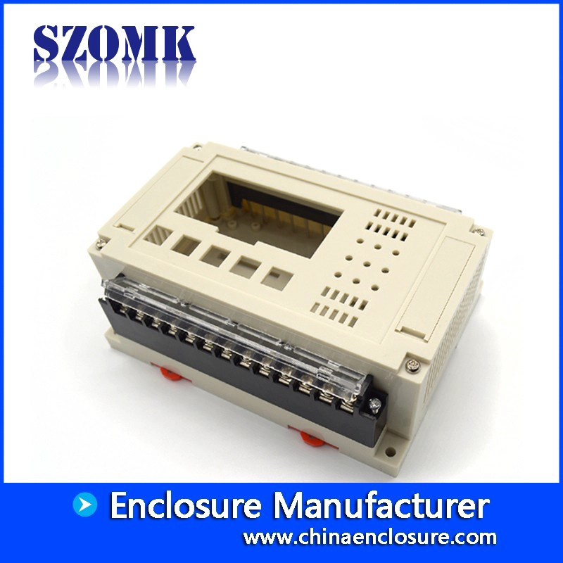 Plastic electric din rail enclosure with terminal block by SZOMK 155*110*60mm