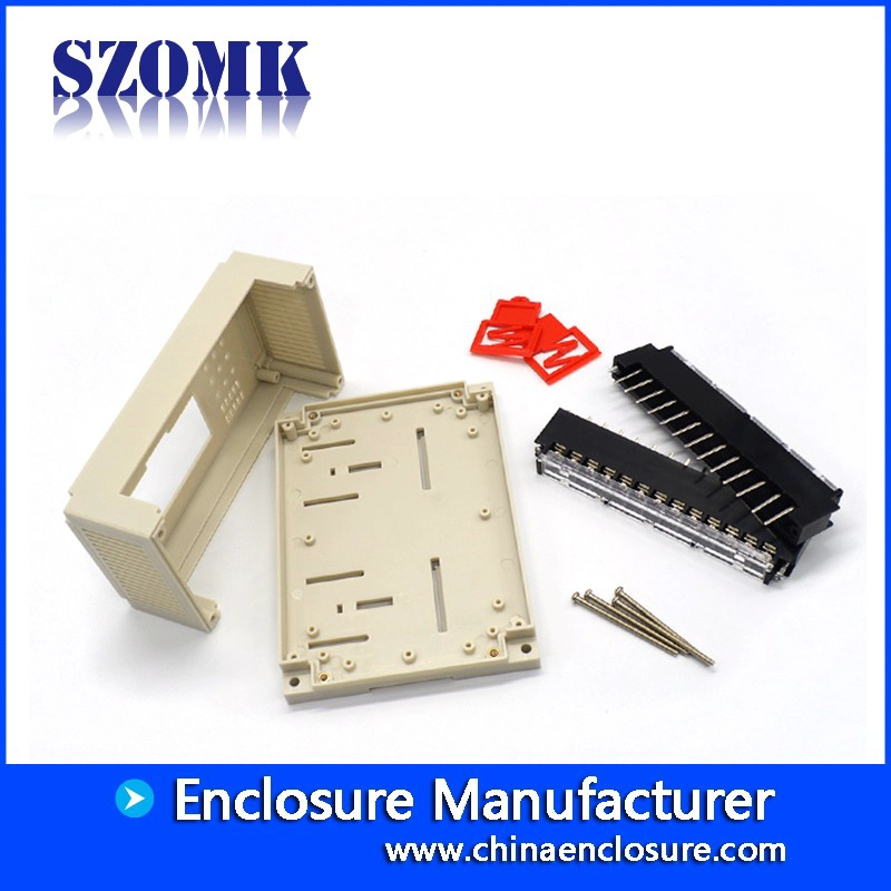 Plastic electric din rail enclosure with terminal block by SZOMK 155*110*60mm