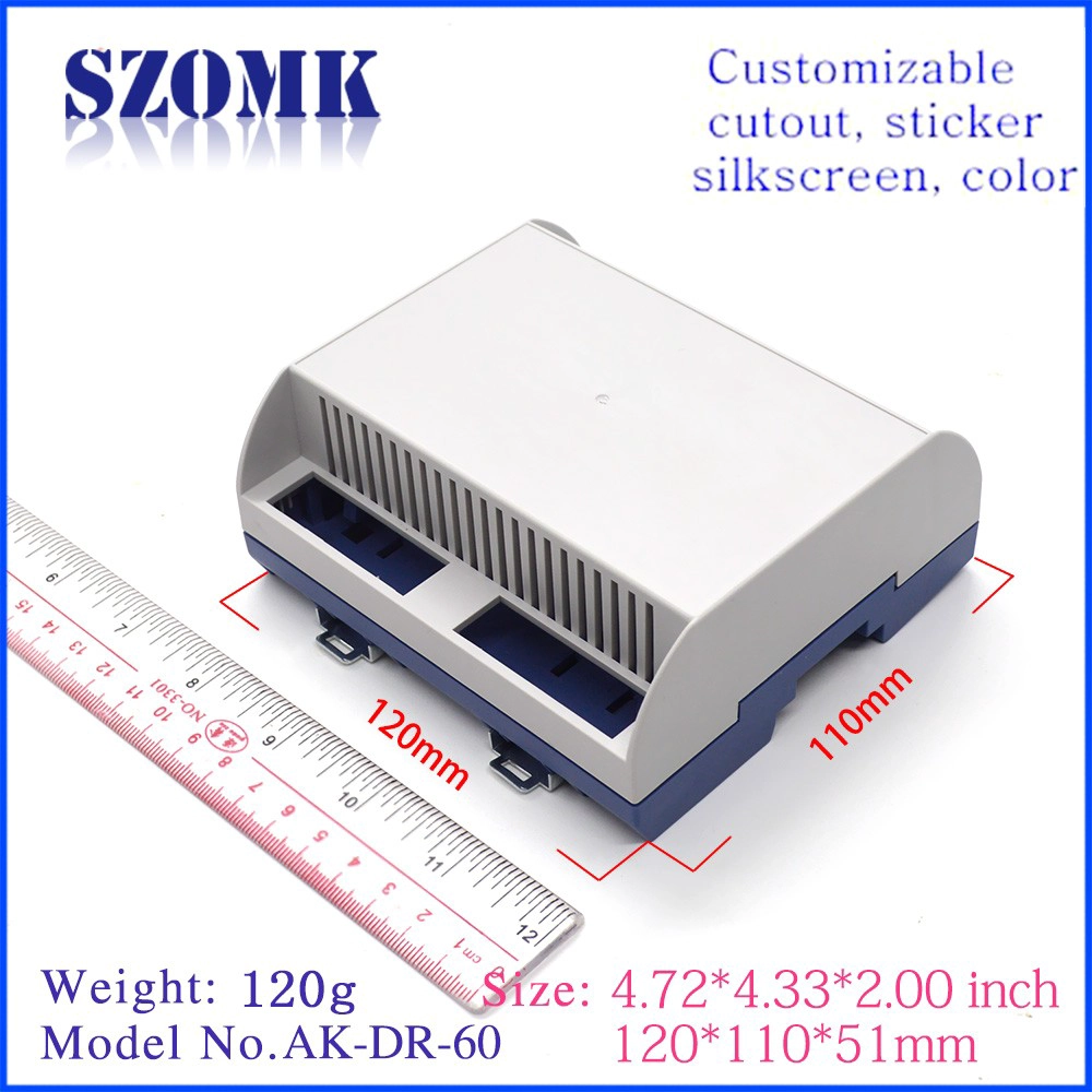 Plastic electronics din rail enclosure for pcb housing PLC device junction box AK-DR-60 120*110*51