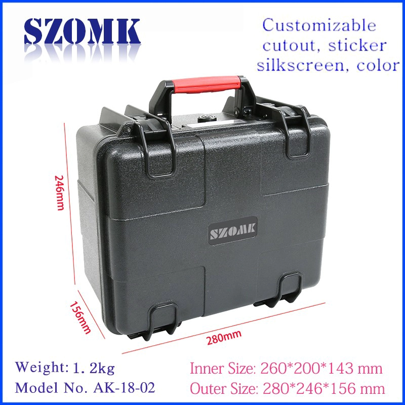 Portable handheld plastic tool box Multi-function instrument storage Case cabinet for Woodworking Electrician repair AK-18-02 280*246*156mm