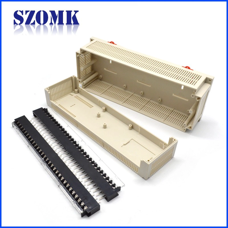 SZOMK Din Rail Enclosure ABS Plastic enclosure with Terminal Blocks for PLC Control Box AK-P-23a 300*110*110mm