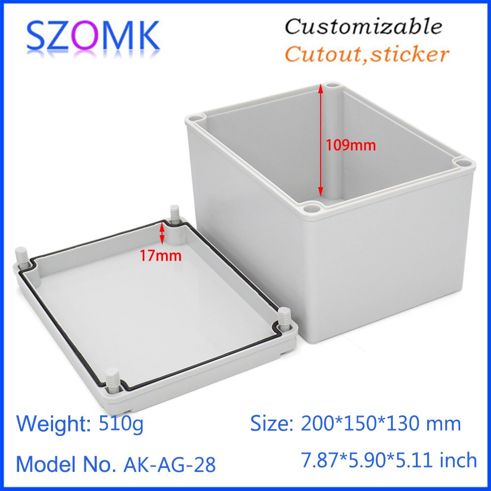 SZOMK IP66制造商定制的印刷塑料盒,用于PCB板湿度传感器外壳接线柱Abs开关盒200 * 150 * 130 mm / AK-AG-28