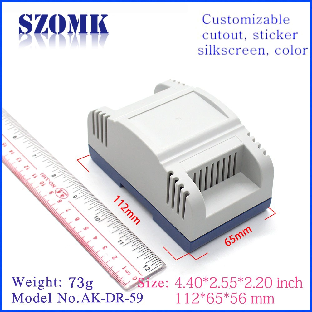 SZOMK custom din rail enclosure electronic distribution box pcb board holder housing for industrial control AK-DR-59 112*65*56mm