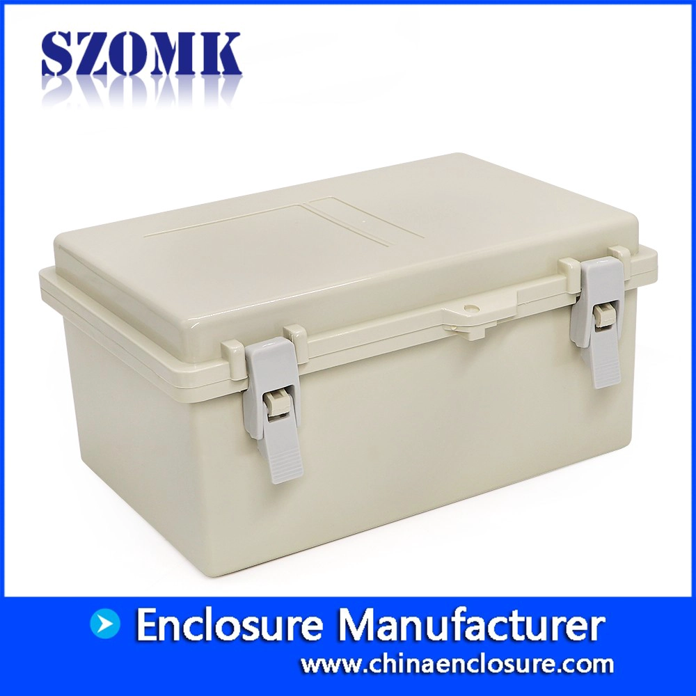 Shenzhen IP65 hinge cover waterproof 290X190X140mm abs plastic junction box manufacture/AK-B-F52B