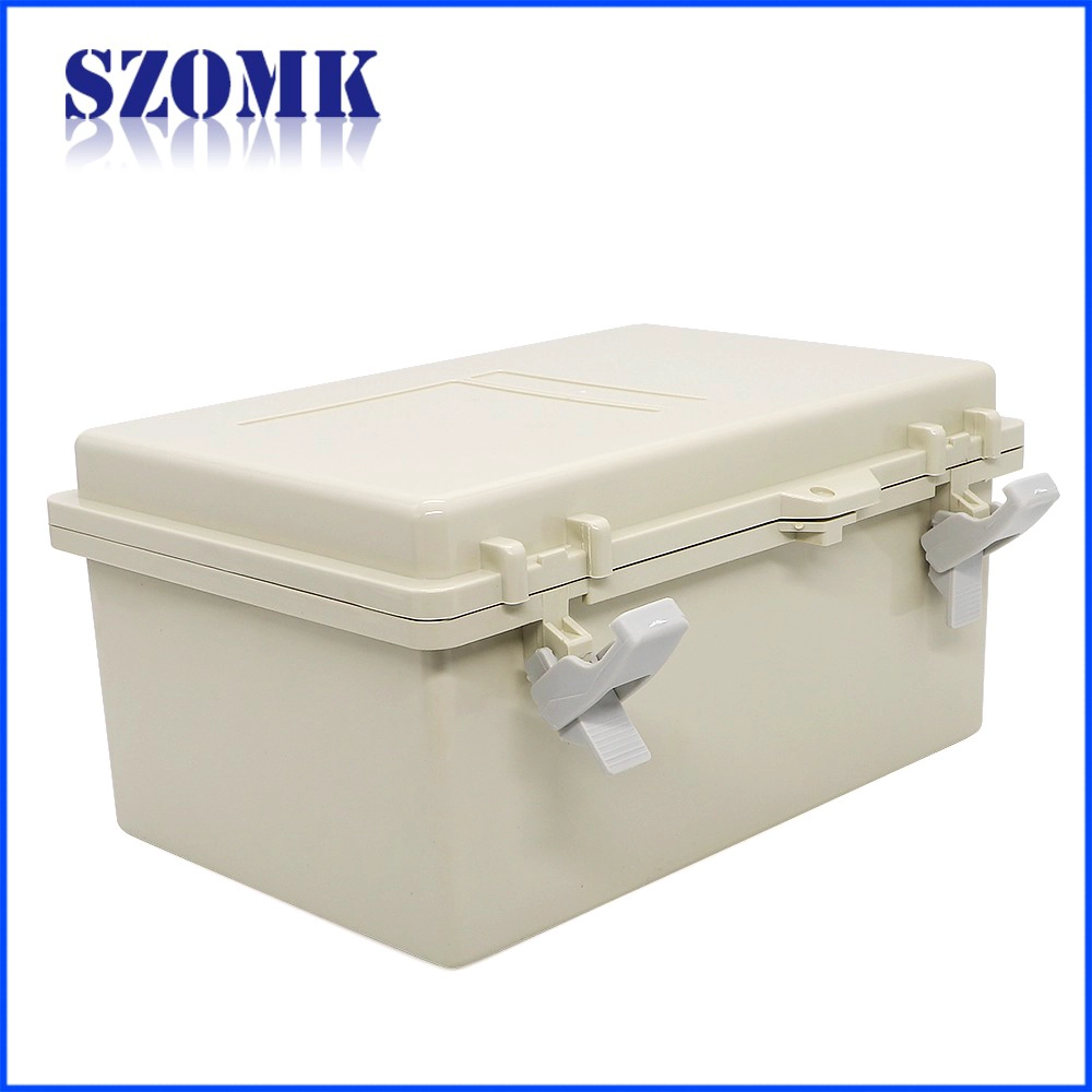 Shenzhen IP65 hinge cover waterproof 290X190X140mm abs plastic junction box manufacture/AK-B-F52B