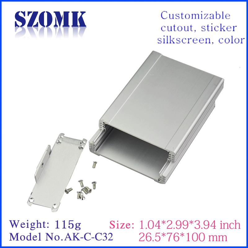 Geteilte kleine Aluminium-Steuerschalter-Router-Erweiterungsbox PCB-Elektronikgehäuse 27 * 76 * 100 mm AK-C-C32