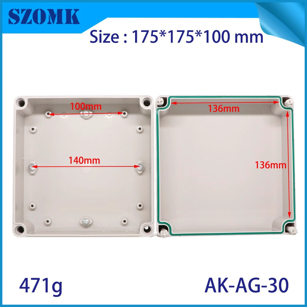 Szomk Big Square Enclosure IP66 Scatola di giunzione impermeabile AK-AG-30 175 * 175 * 100 mm